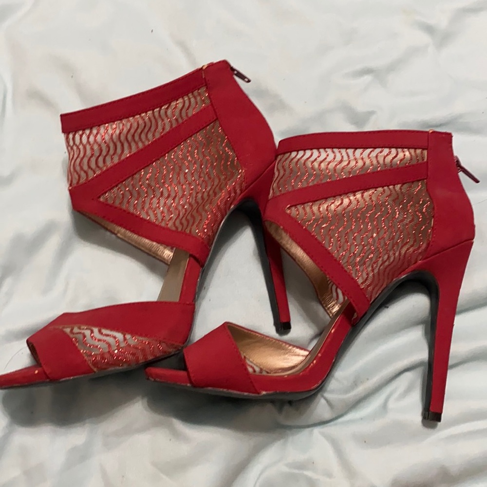 Qupid red glitter heels